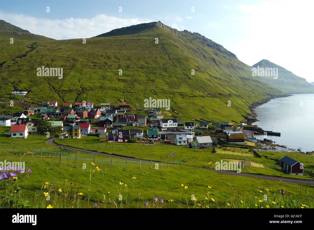 Il villaggio funningur isole Faer Øer Foto Stock