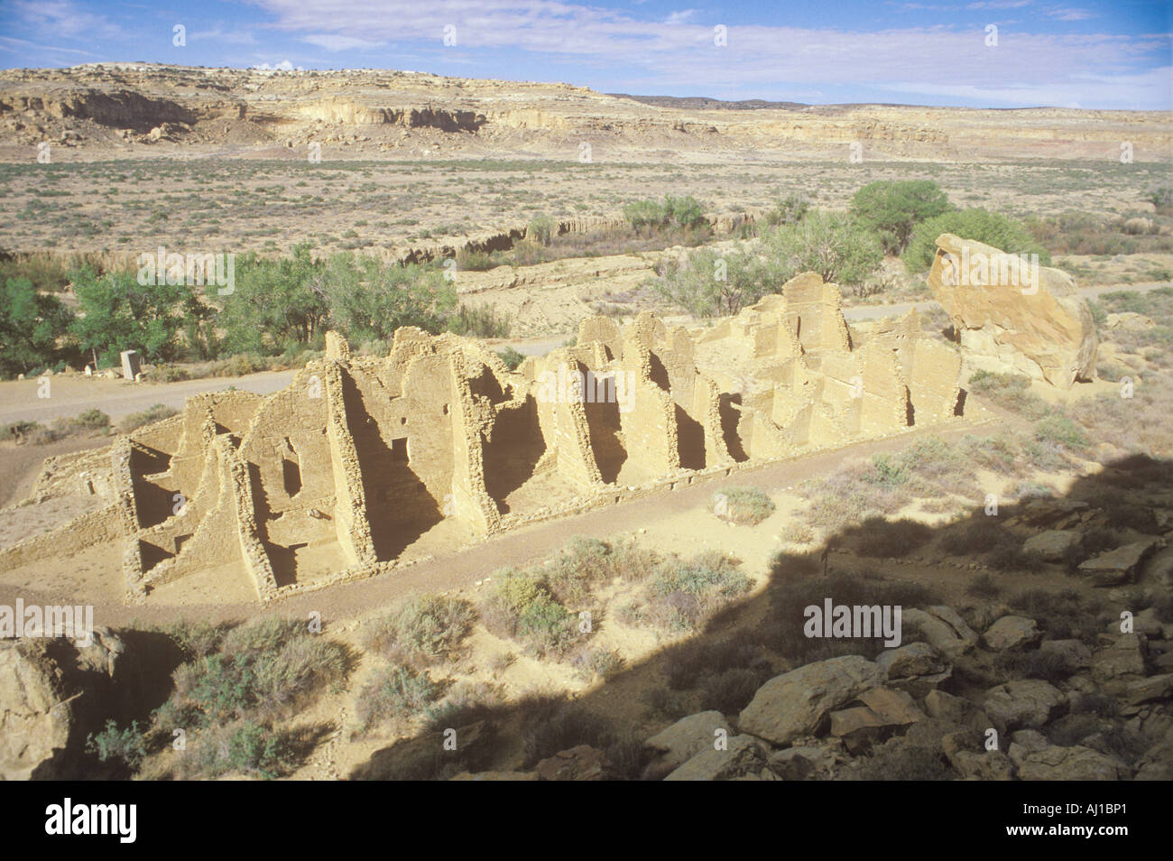 Chaco Canyon rovine indiano nm circa 1060 il centro della civiltà indiana NM Foto Stock