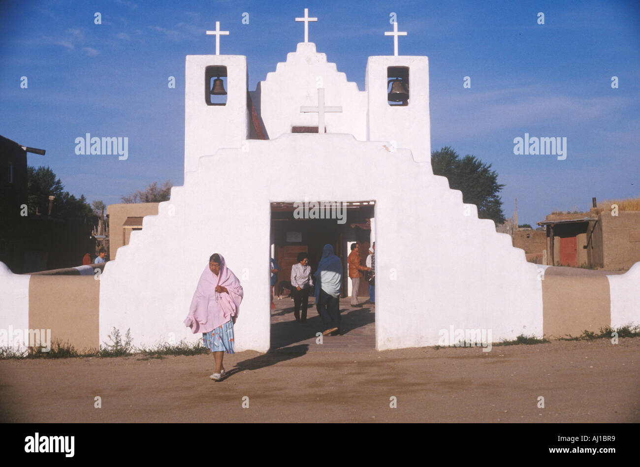 Adobe cappella Taos Pueblo NM Foto Stock