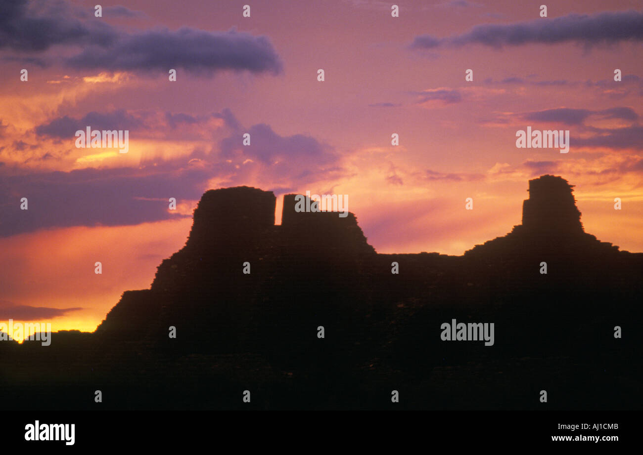 Chaco Canyon rovine indiano al tramonto northwestern NM Foto Stock