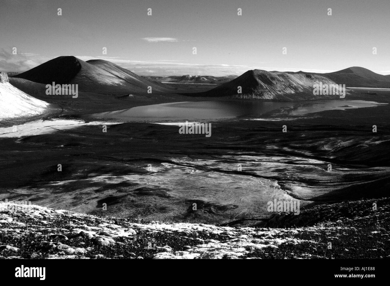 Ampia di sabbia vulcanica vista piana dal vulcano Ljótipollur Islanda Foto Stock