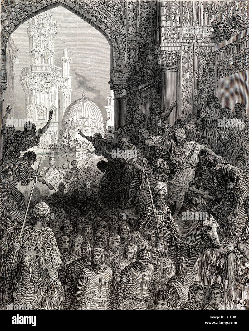 Arrivo al Cairo di prigionieri di Minich durante la settima crociata, 1249 - 1250 Foto Stock