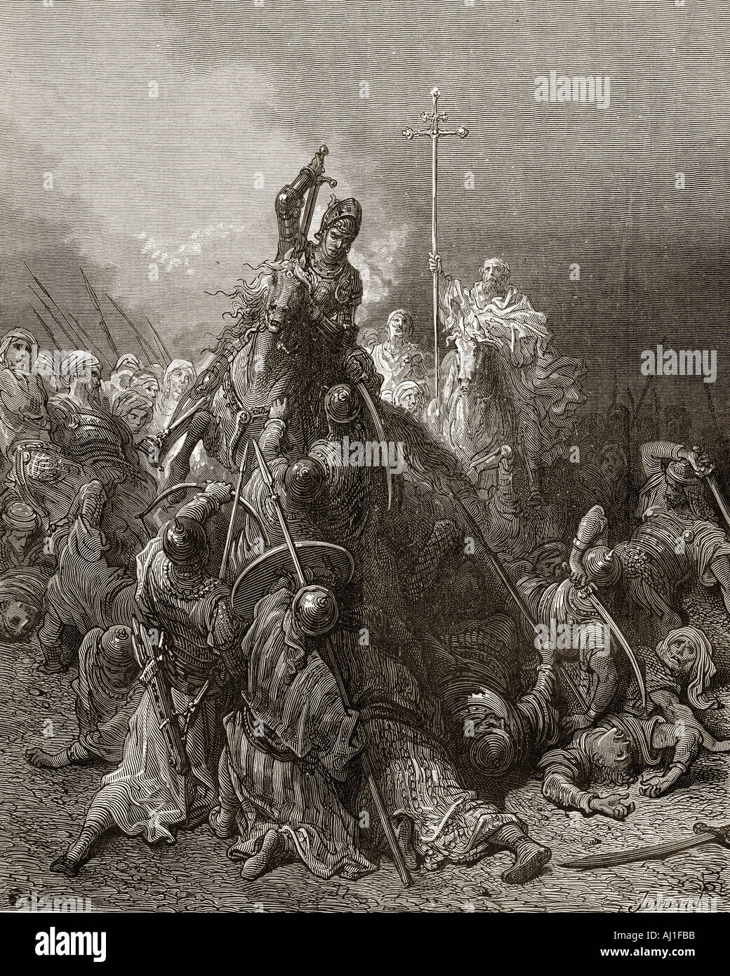 Cavalieri cristiani la lotta contro i Saraceni durante le crociate. Foto Stock