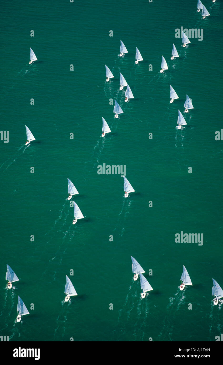 Vista aerea yachts racing Foto Stock