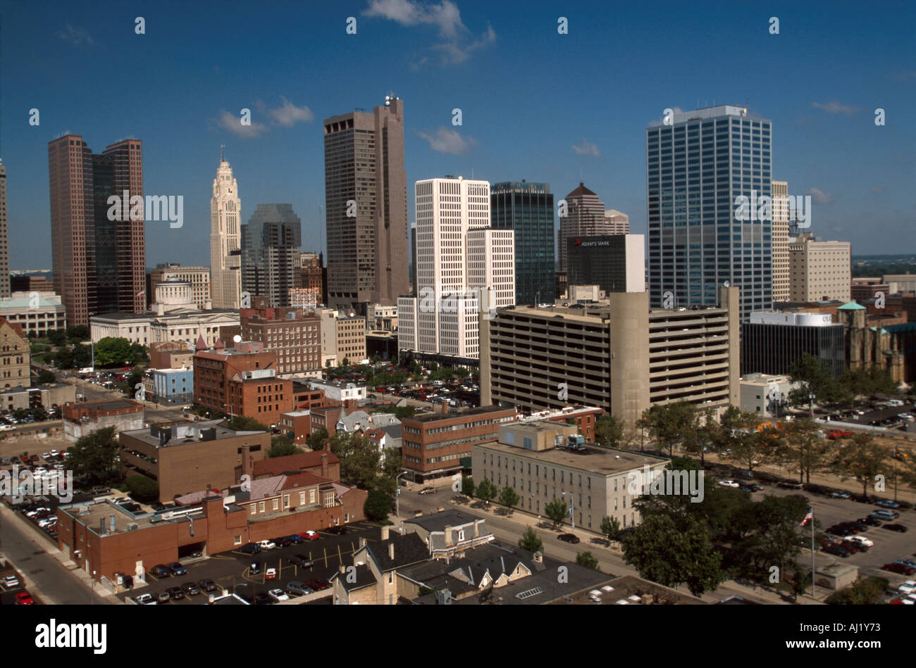 Ohio Franklin County, Columbus, skyline città, centro, centro città, edifici, architettura, architettura, urbano, popolazione, vista dal hospi Foto Stock