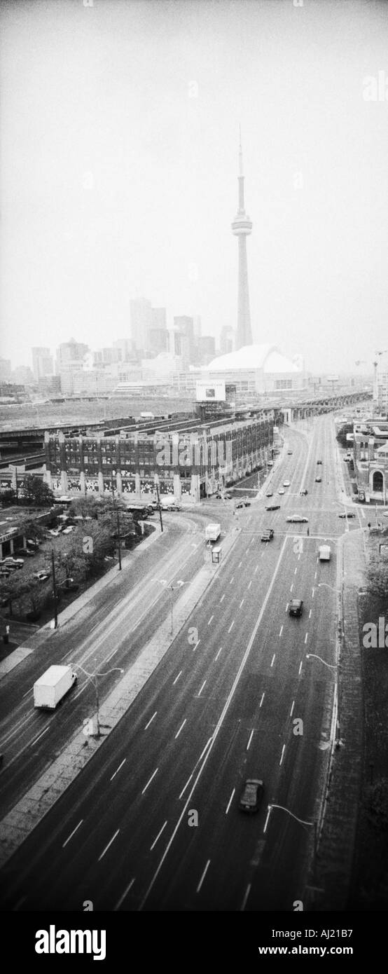 Paesaggio della skyline di Toronto city girato in bianco e nero Foto Stock