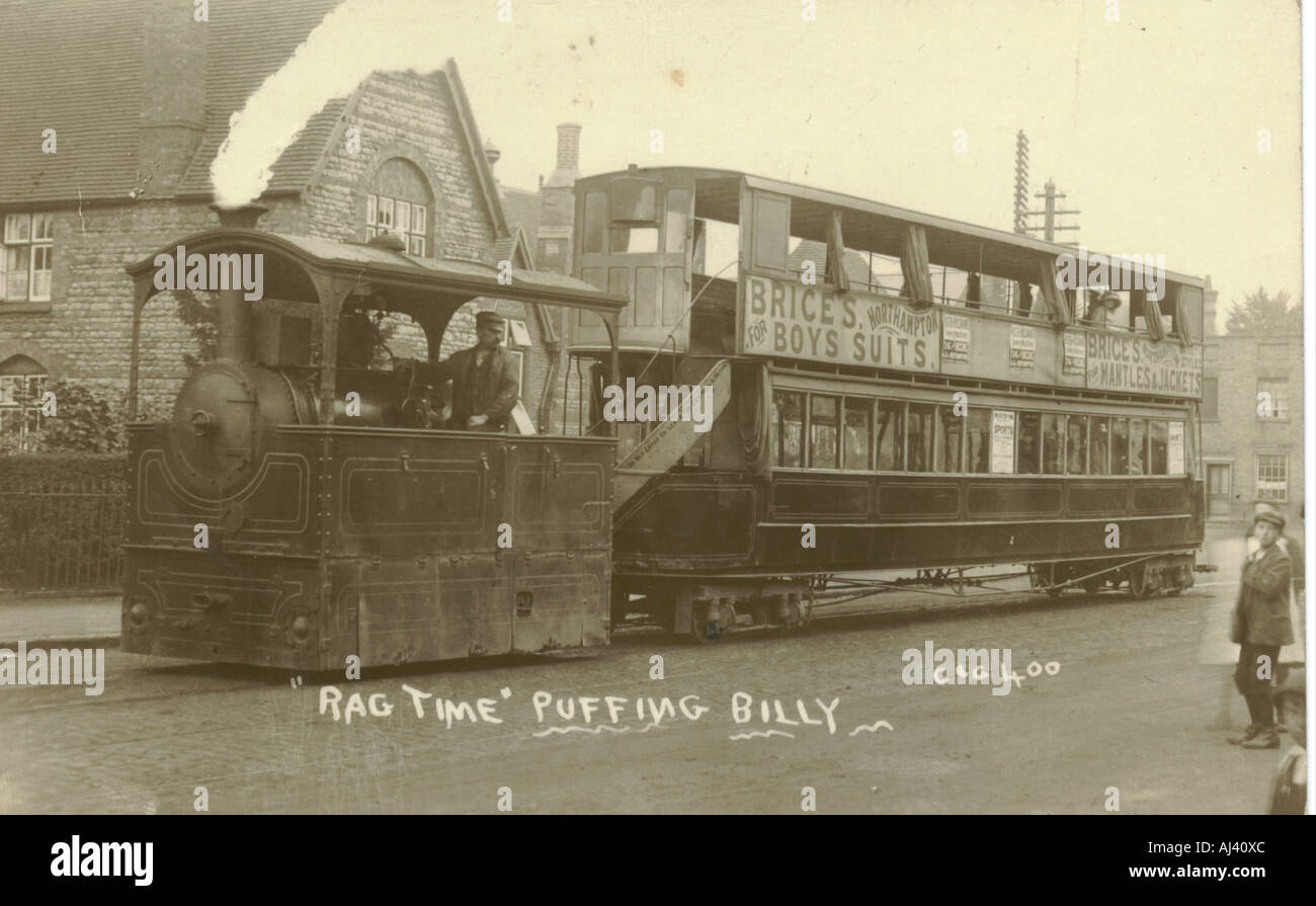Immagine fotografica cartolina del tram a vapore postally utilizzati 1913 Foto Stock