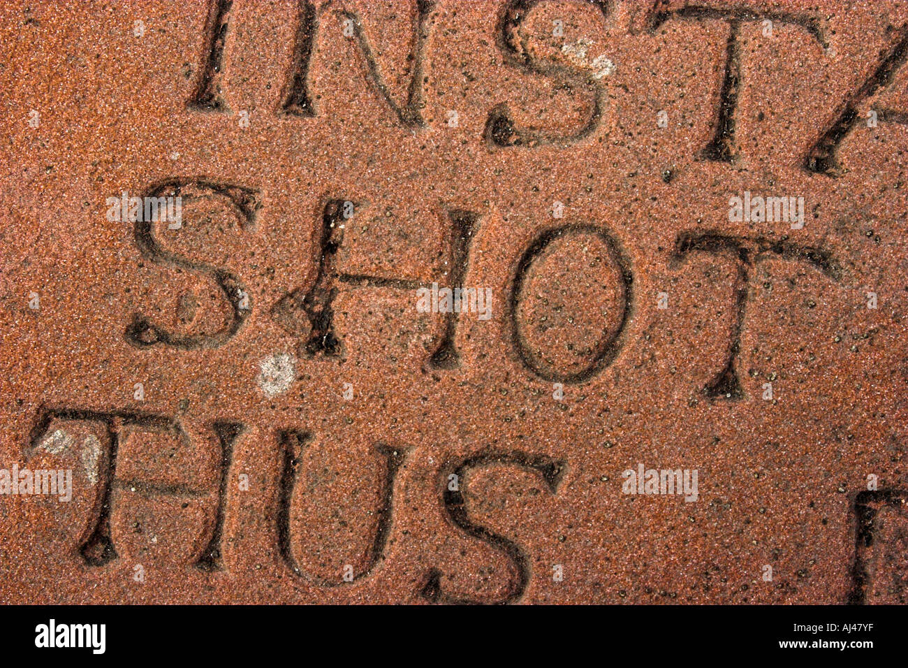 Shot iscrizione sulla vecchia lastra tombale Covenanting Anwoth sagrato Scozia Scotland Foto Stock