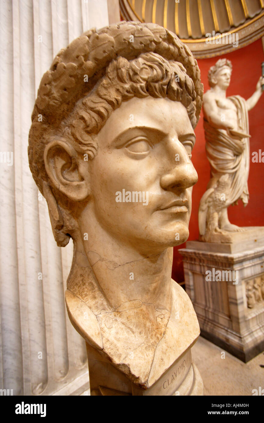 Busto in marmo dell'Imperatore Claudio, il Museo del Vaticano, Roma, Italia Foto Stock