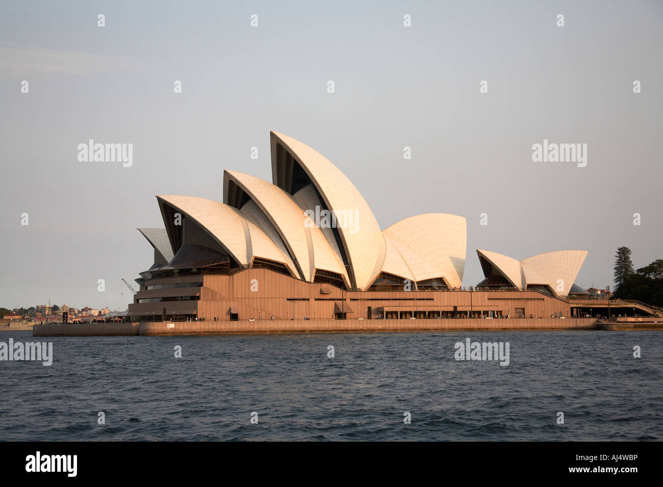 Opera House di tetti in serata calda luce Sydney New South Wales NSW Australia Foto Stock