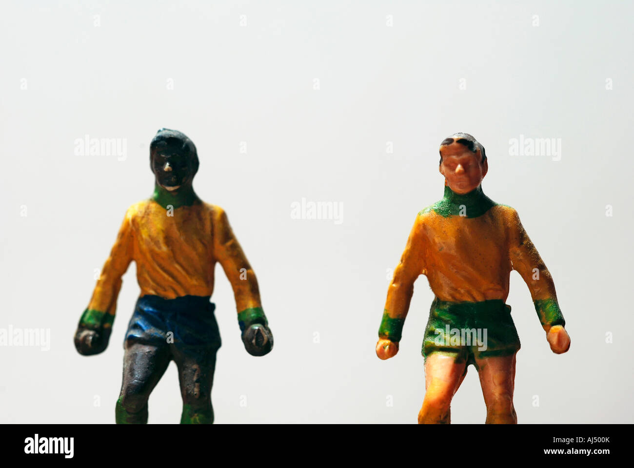 I giocatori di calcio miniature Foto Stock