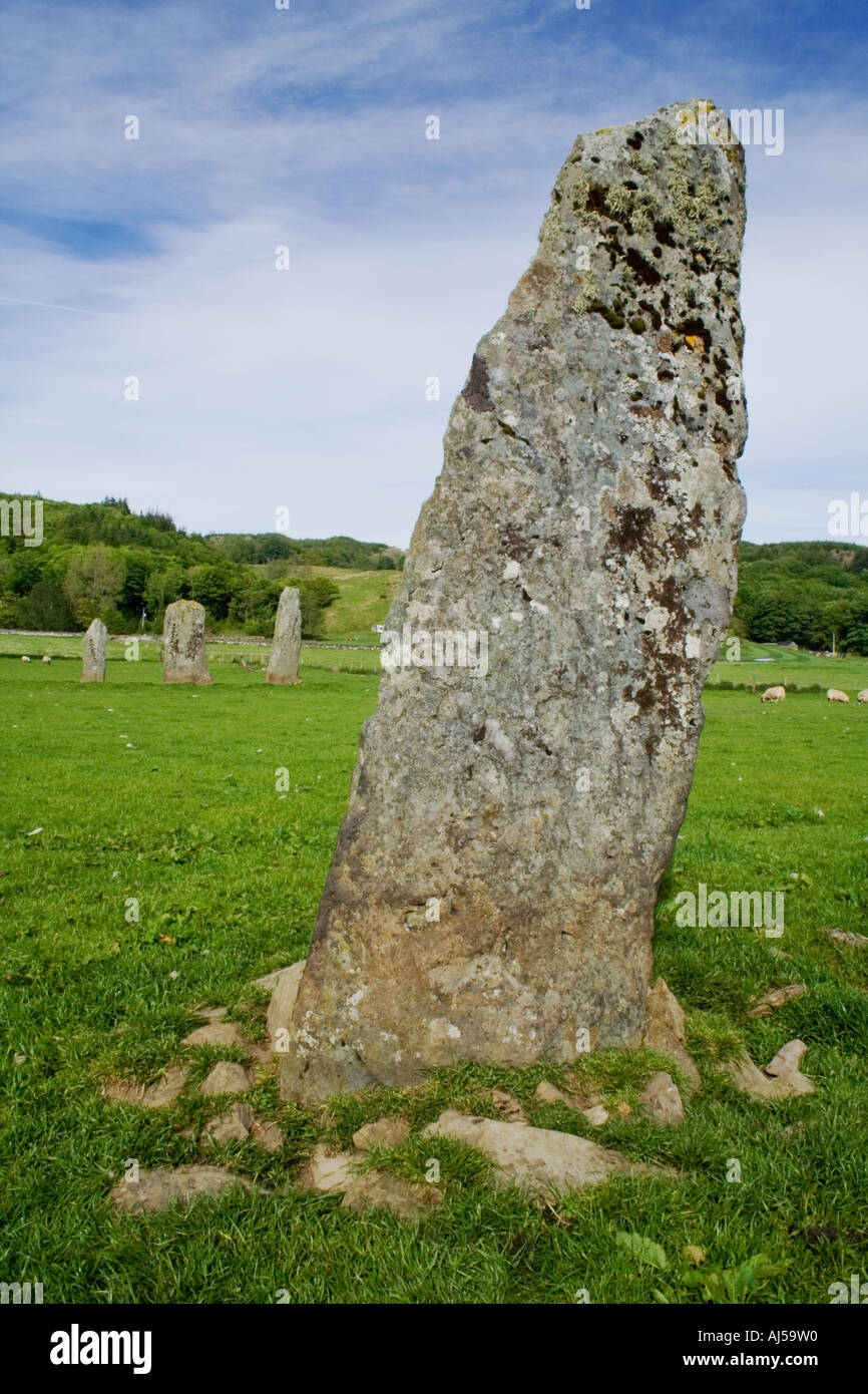 Il Ballymeanoch pietre in piedi in Kilmartin glen Argyll and Bute Scozia Scotland Foto Stock