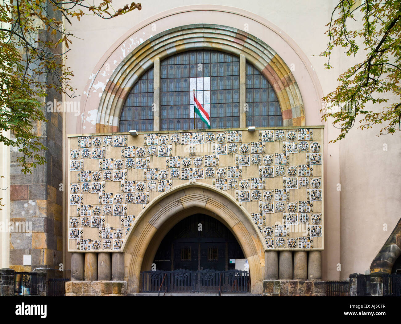 Ingresso, Chiesa calvinista, Varosligeti Fasor, Budapest, Ungheria Foto Stock