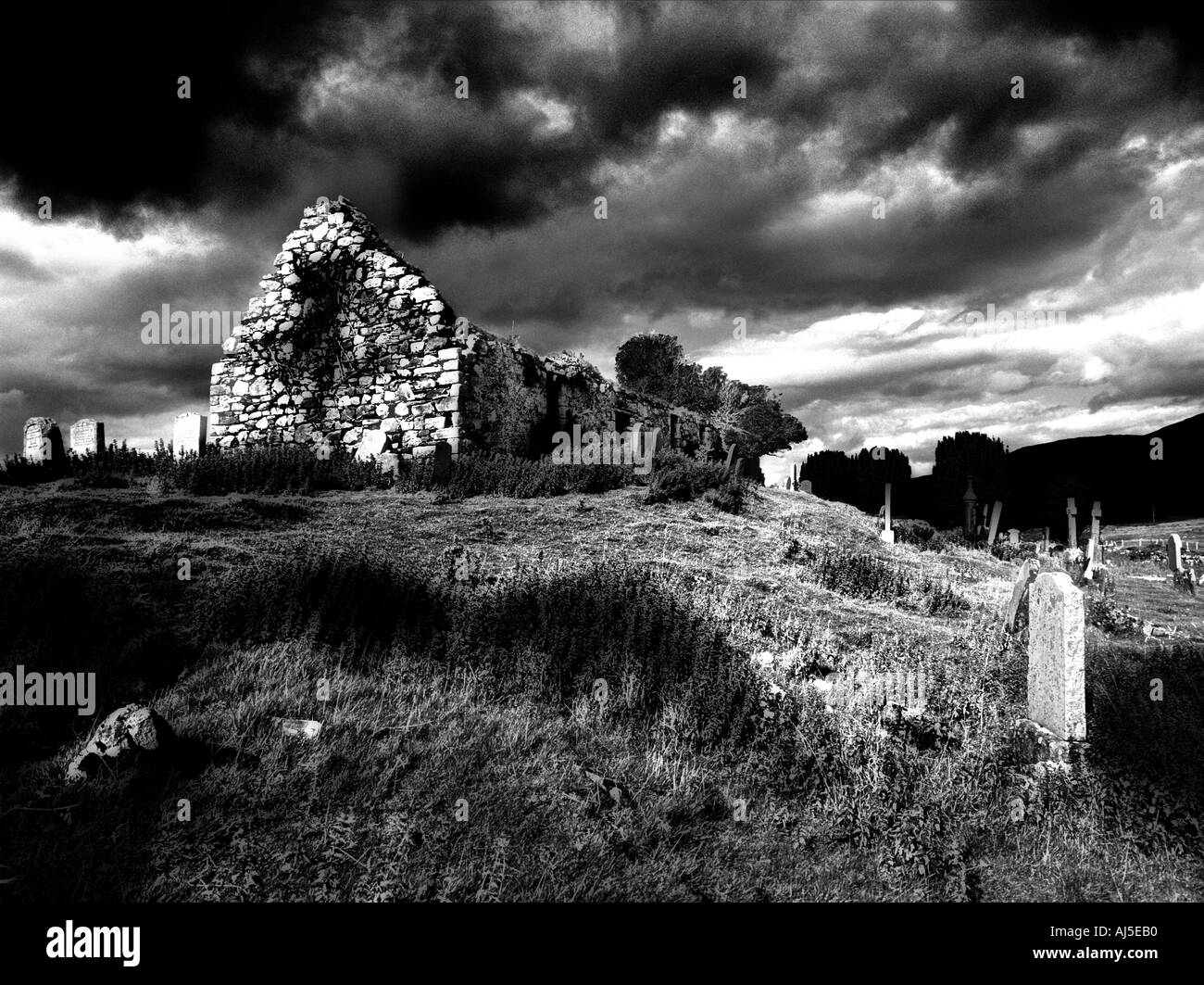 Cill Chriosd le rovine di Cill Chriosd chiesa, Isola di Skye in Scozia Foto Stock