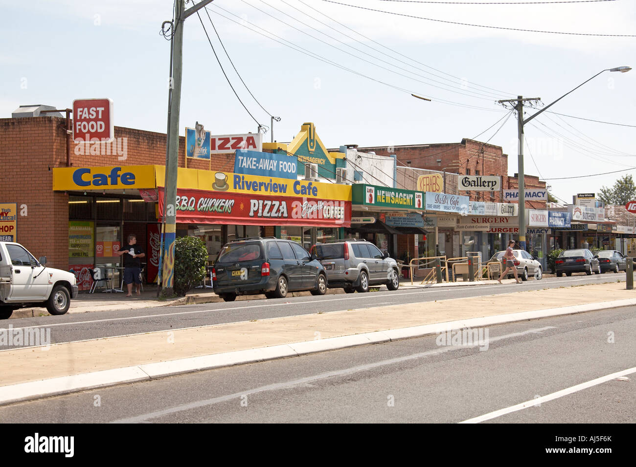 Negozi sulla strada principale della città di Woodburn nel Nuovo Galles del Sud Australia NSW Foto Stock