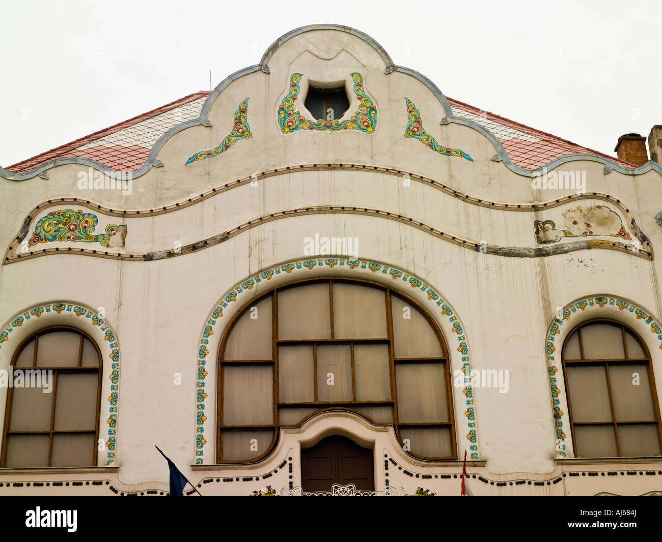 Dettaglio dell'edificio in stile art nouveau, Kecskemet, Ungheria Foto Stock