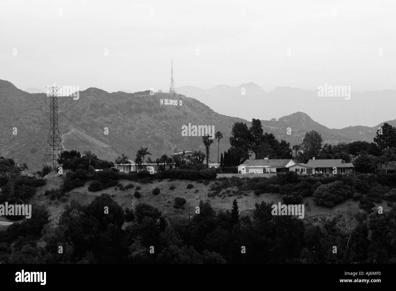 Vista del segno di Hollywood Los Angeles CA Foto Stock