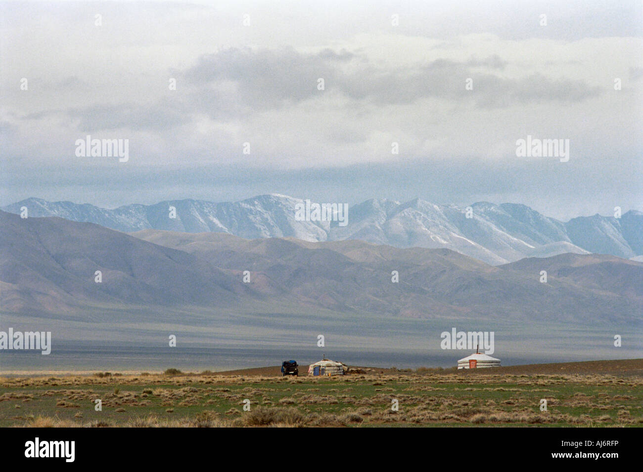 Tradizionale dimora mongolo ger o yurt. Altai mongolo (Mongolo Nuruu Altayn). Khovd provincia. Mongolia Foto Stock