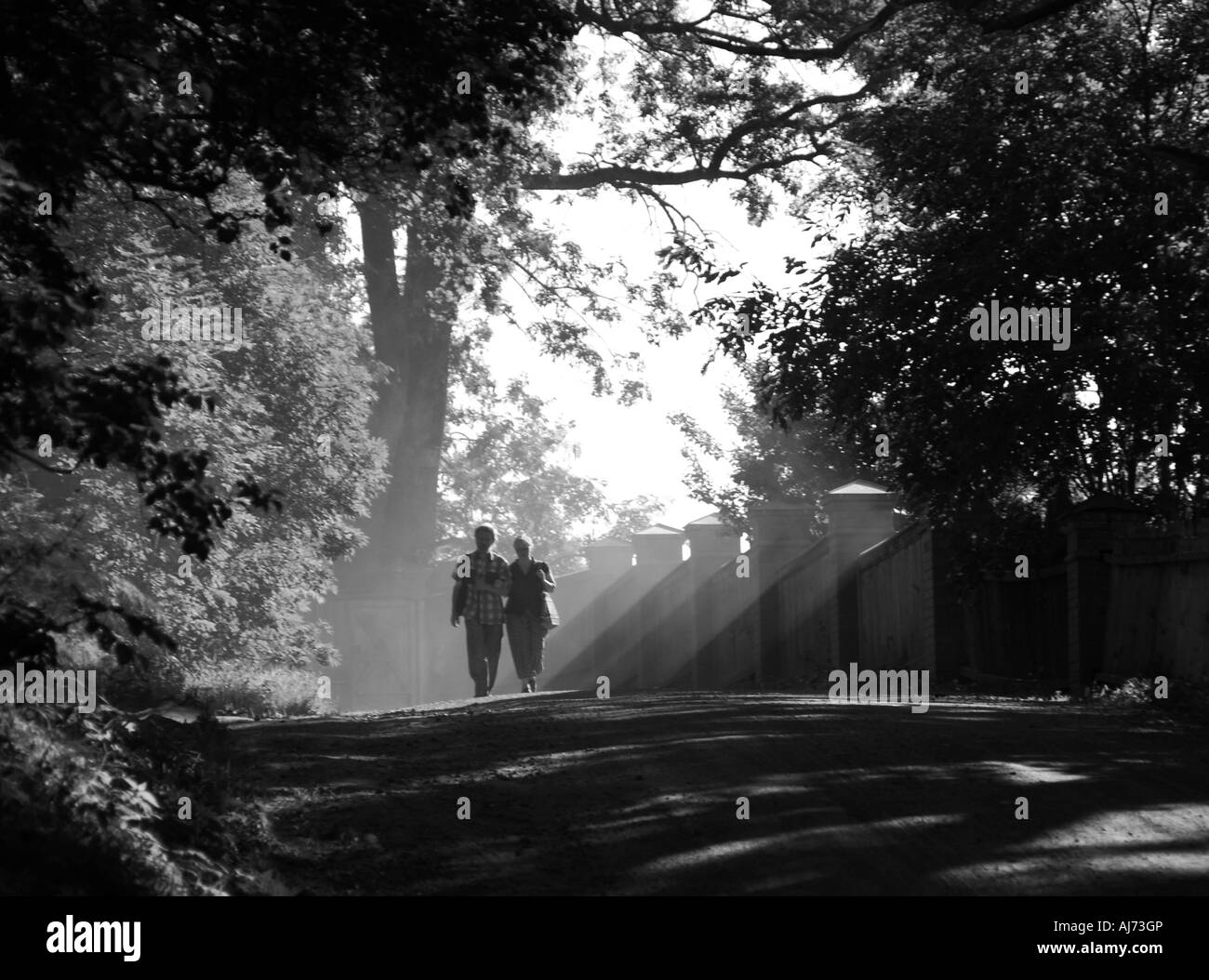 I raggi di luce che cade su di pellegrini Monastero della Trasfigurazione del Salvatore Valaam Russia Foto Stock