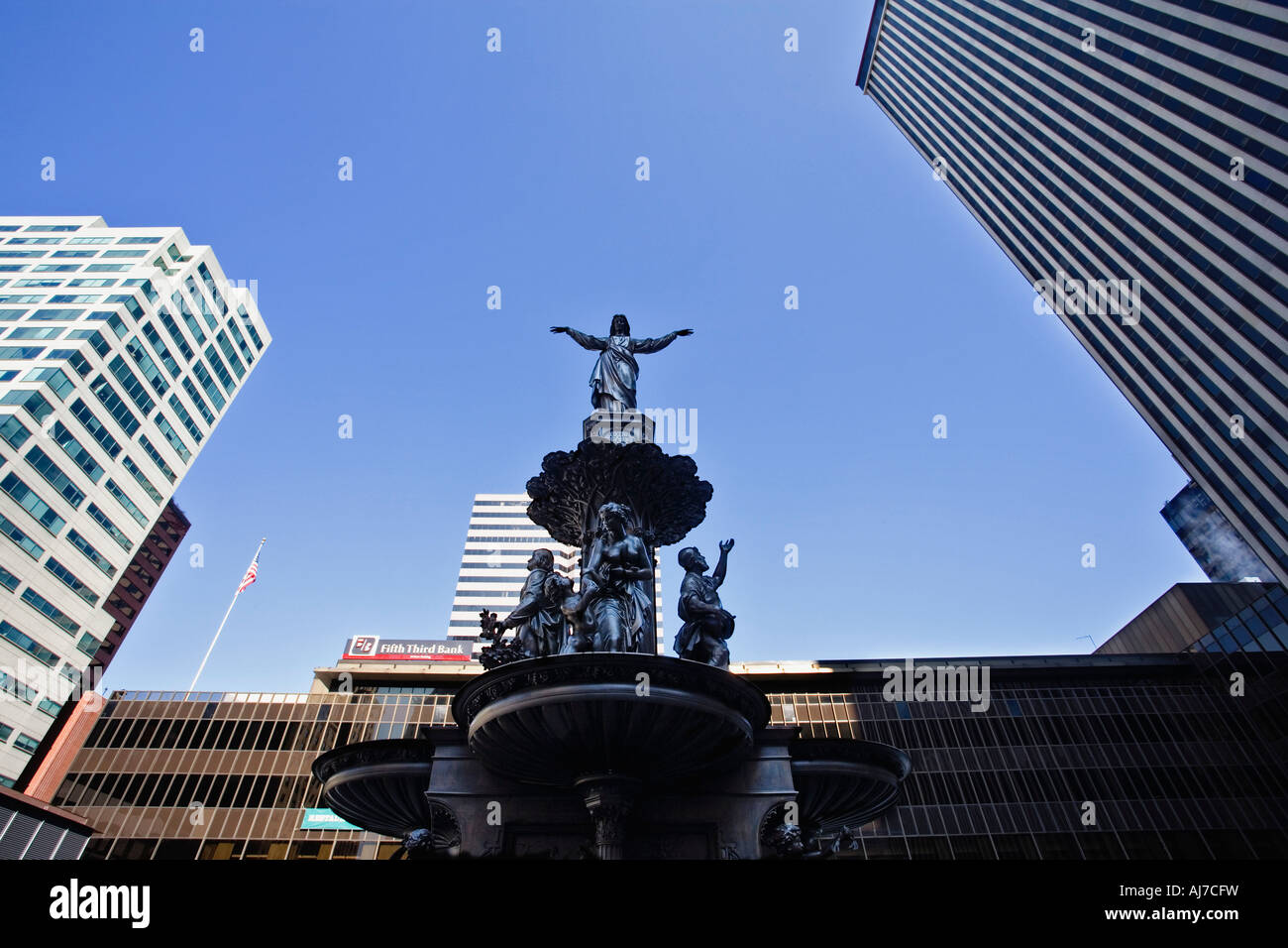 Tyler Davidson Fontana sulla Piazza Fontana di Cincinnati, Ohio. Foto Stock