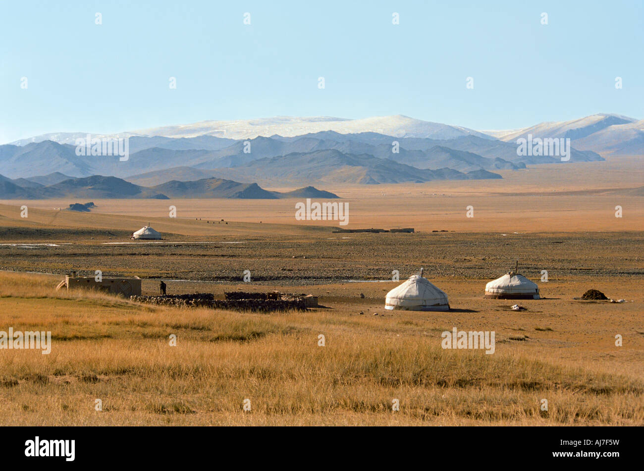 Tradizionale dimora mongolo ger o yurt. Altai mongolo (Mongolo Nuruu Altayn). Provincia Baian-Olgii. Mongolia Foto Stock