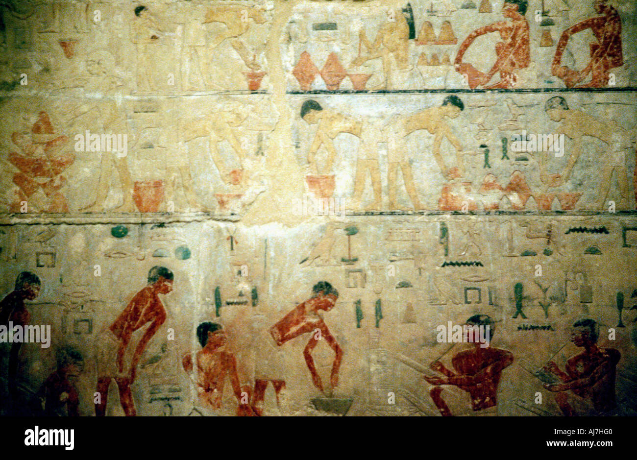 La vita lavorativa dell antico Egitto, dipinto da un artigiano di tomba a Saqqara. Artista: sconosciuto Foto Stock