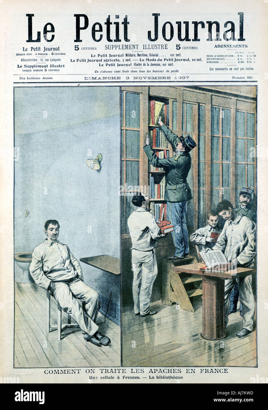 Cella e biblioteca presso la prigione di Fresnes, 1907. Artista: sconosciuto Foto Stock