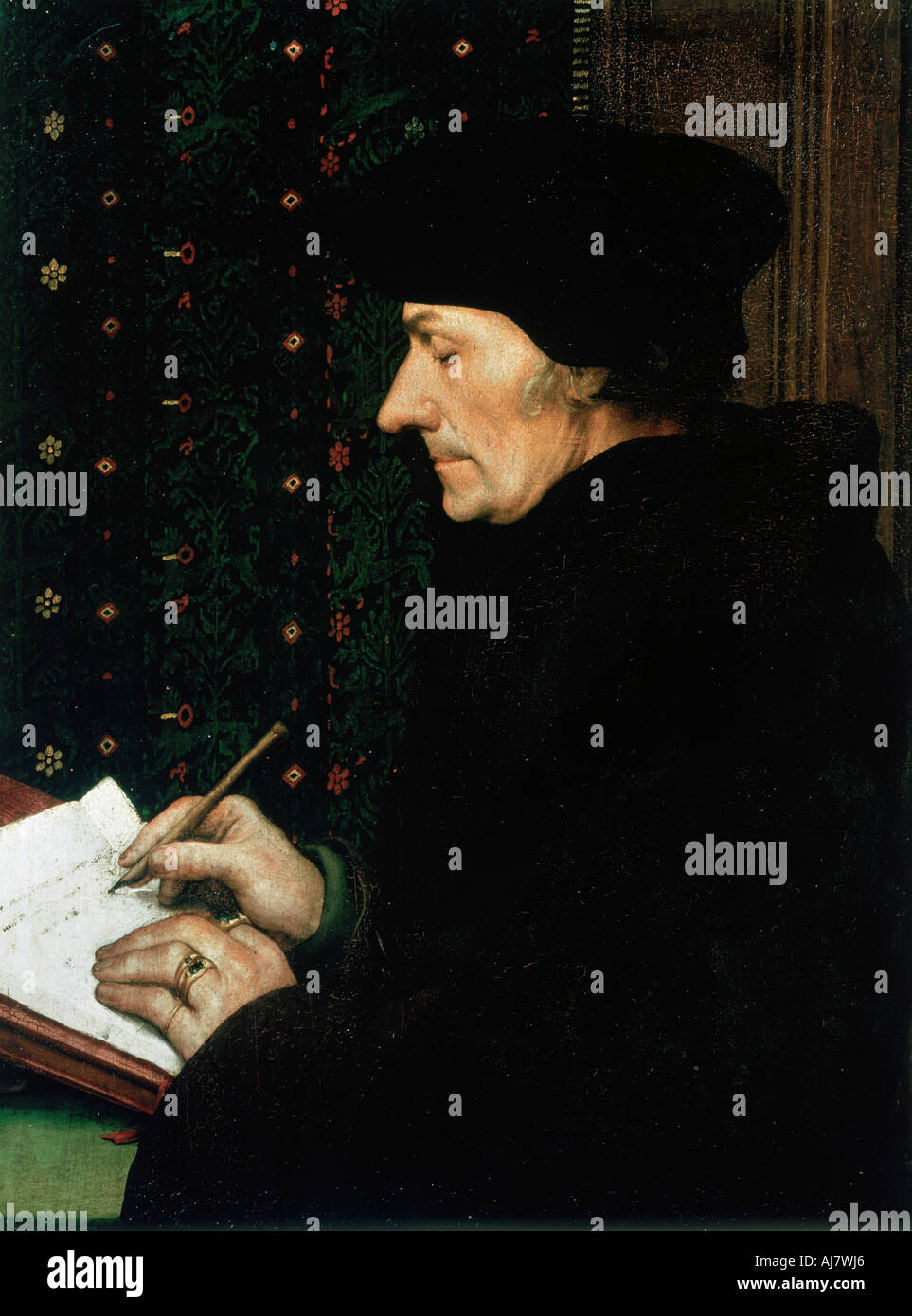 Erasmus Desiderus, olandese umanista e letterato, 1523. Artista: Hans Holbein il Giovane Foto Stock