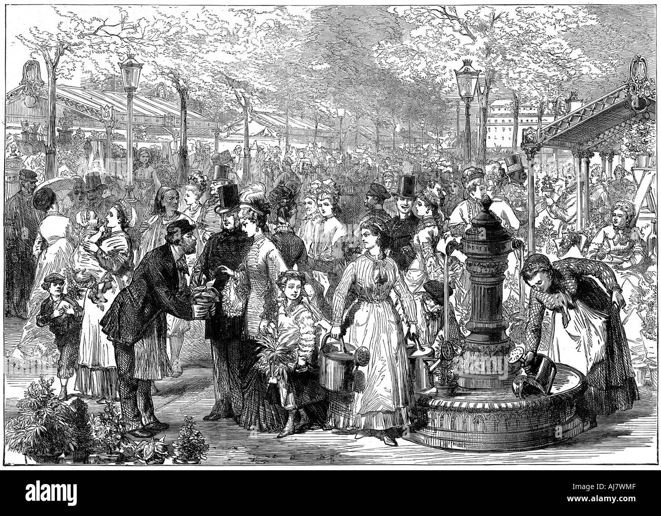 Il nuovo mercato dei fiori, Parigi, 1874. Artista: sconosciuto Foto Stock