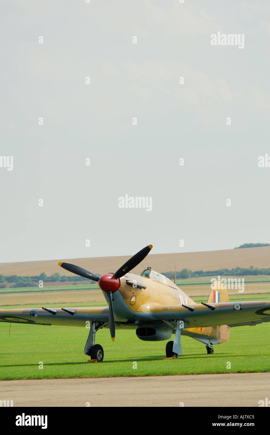 Hawker Hurricane WWII fighter a RAF Duxford Inghilterra Foto Stock