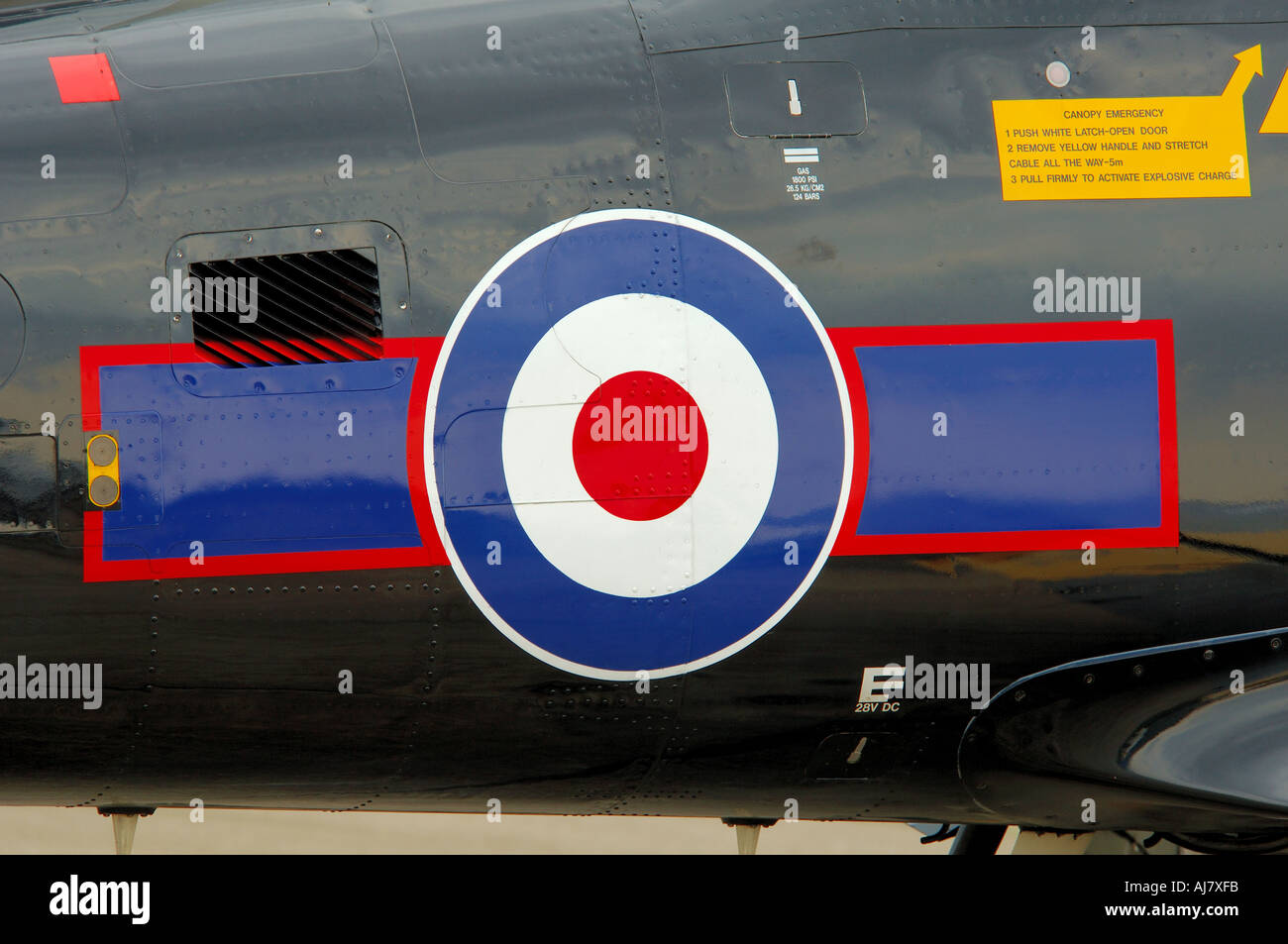 RAF roundel lato del jet Hawk RAF Duxford Foto Stock