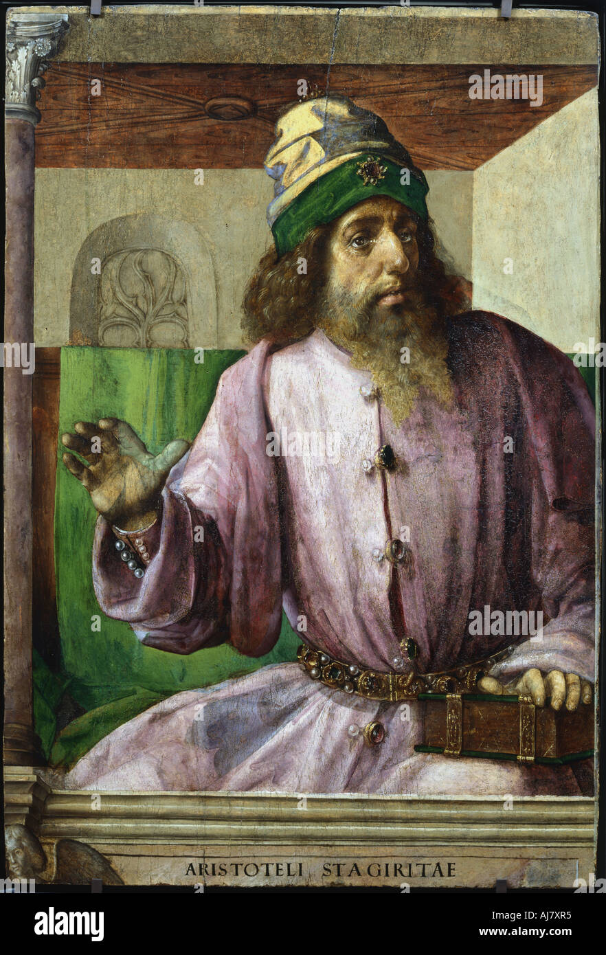 Aristotele, il Greco antico filosofo e scienziato, C1470-c1504. Artista: Pedro Berruguete Foto Stock