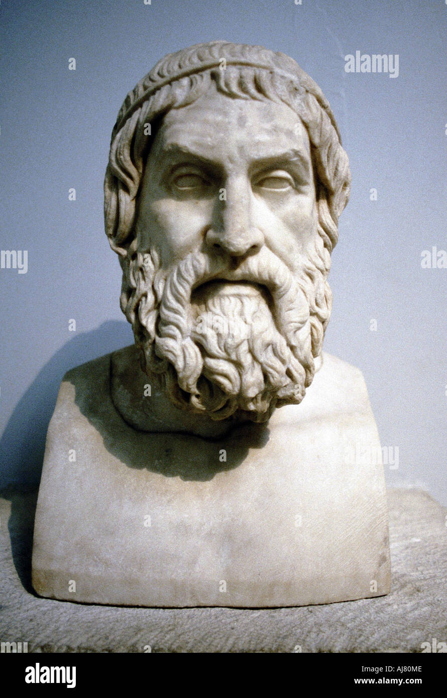 Il marmo busto detta di Sofocle, scrittore ateniese di tragedie. Artista: sconosciuto Foto Stock