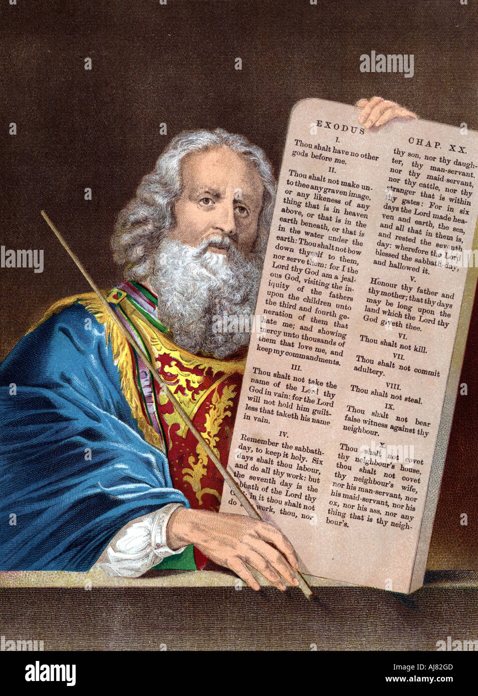 Mosè con i dieci comandamenti, a metà del XIX secolo. Artista: sconosciuto Foto Stock