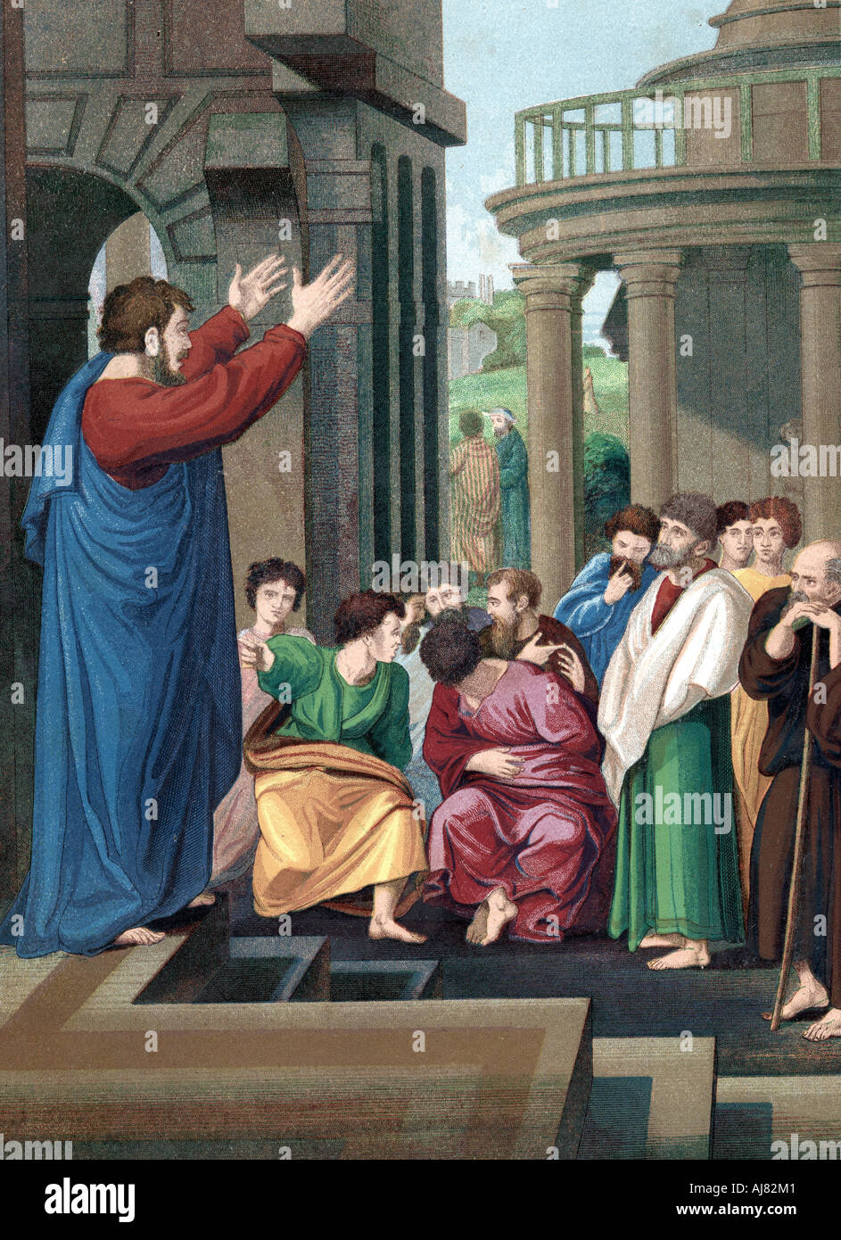 L apostolo Paolo predica agli Ateniesi, c1860. Artista: sconosciuto Foto Stock