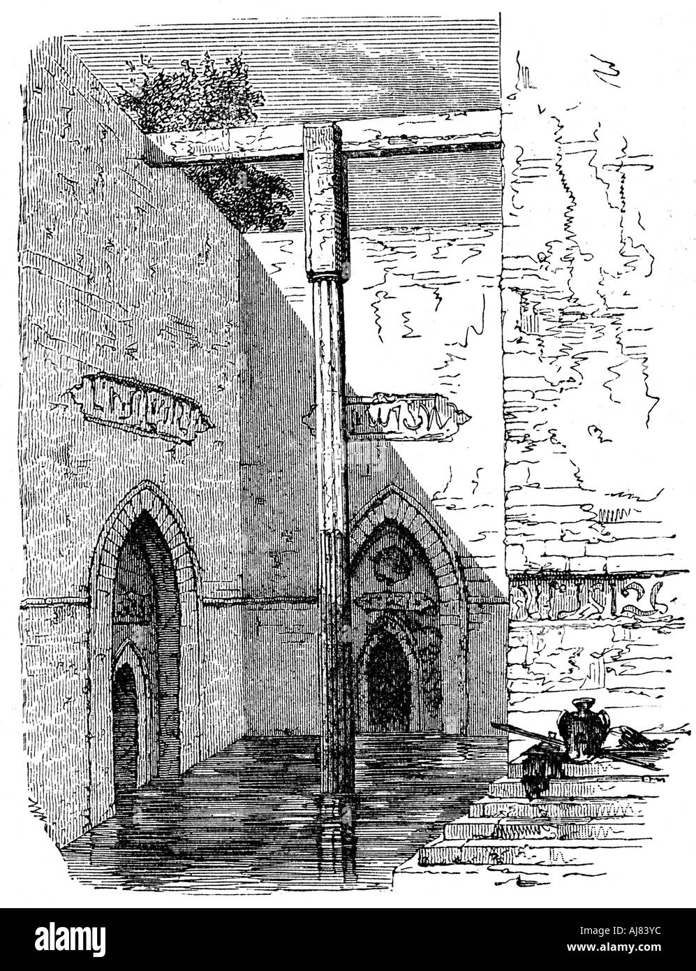Nilometer sull isola di Roda, Cairo, Egitto, c1895. Artista: sconosciuto Foto Stock