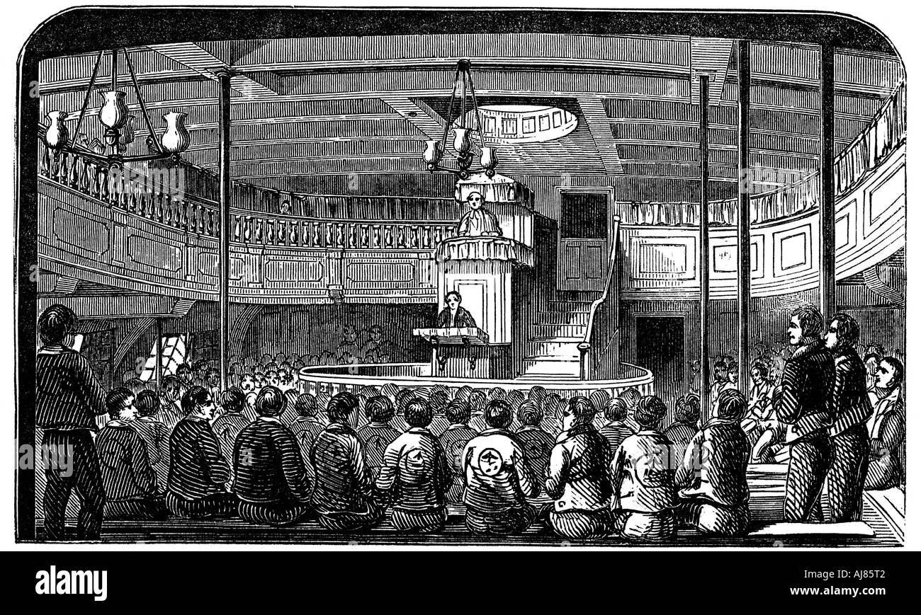 Cappella sul bordo della prigione hulk 'Warrior' a Woolwich, Londra, 1848. Artista: sconosciuto Foto Stock
