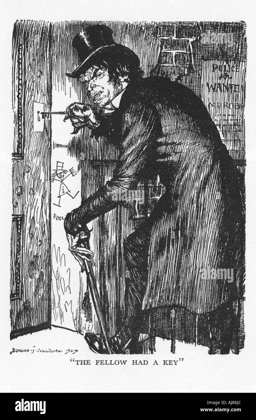 Scena da Lo strano caso del dottor Jekyll e Mr Hyde di Robert Louis Stevenson, 1927. Artista: Edmund Joseph Sullivan Foto Stock