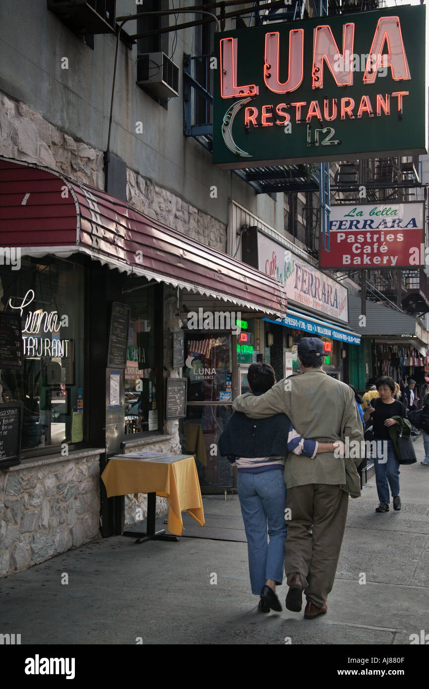 Luna Ristorante su Mulberry Street in Little Italy New York NY Foto Stock