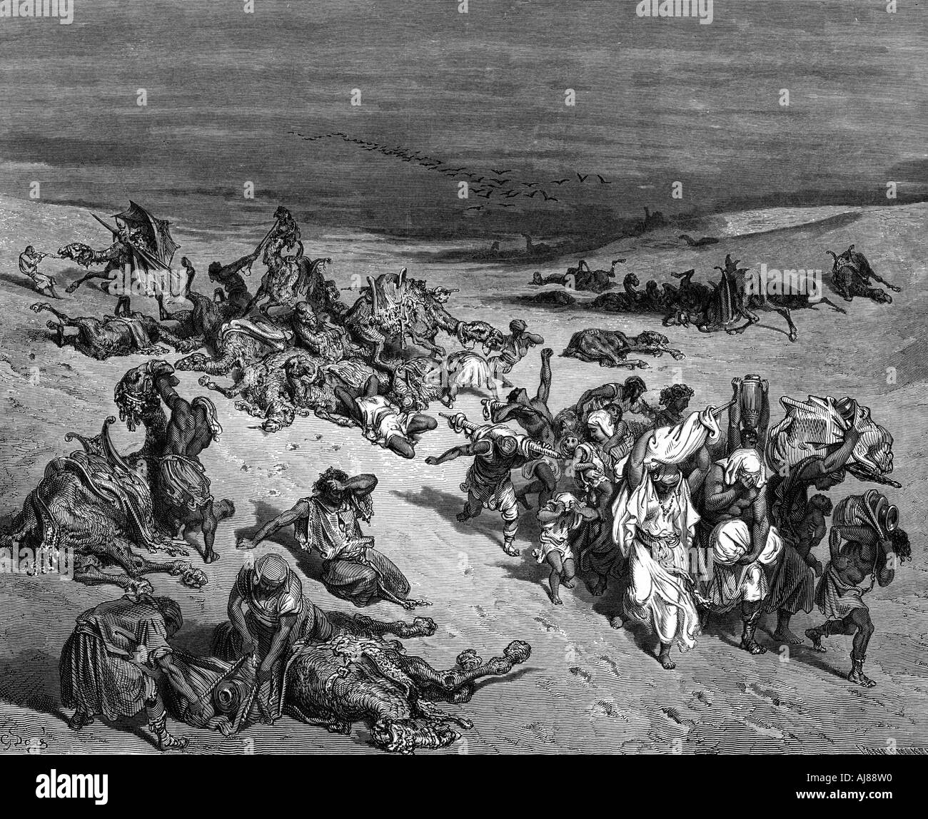 "Peste", una delle sette piaghe di Egitto, 1866. Artista: Gustave Doré Foto Stock