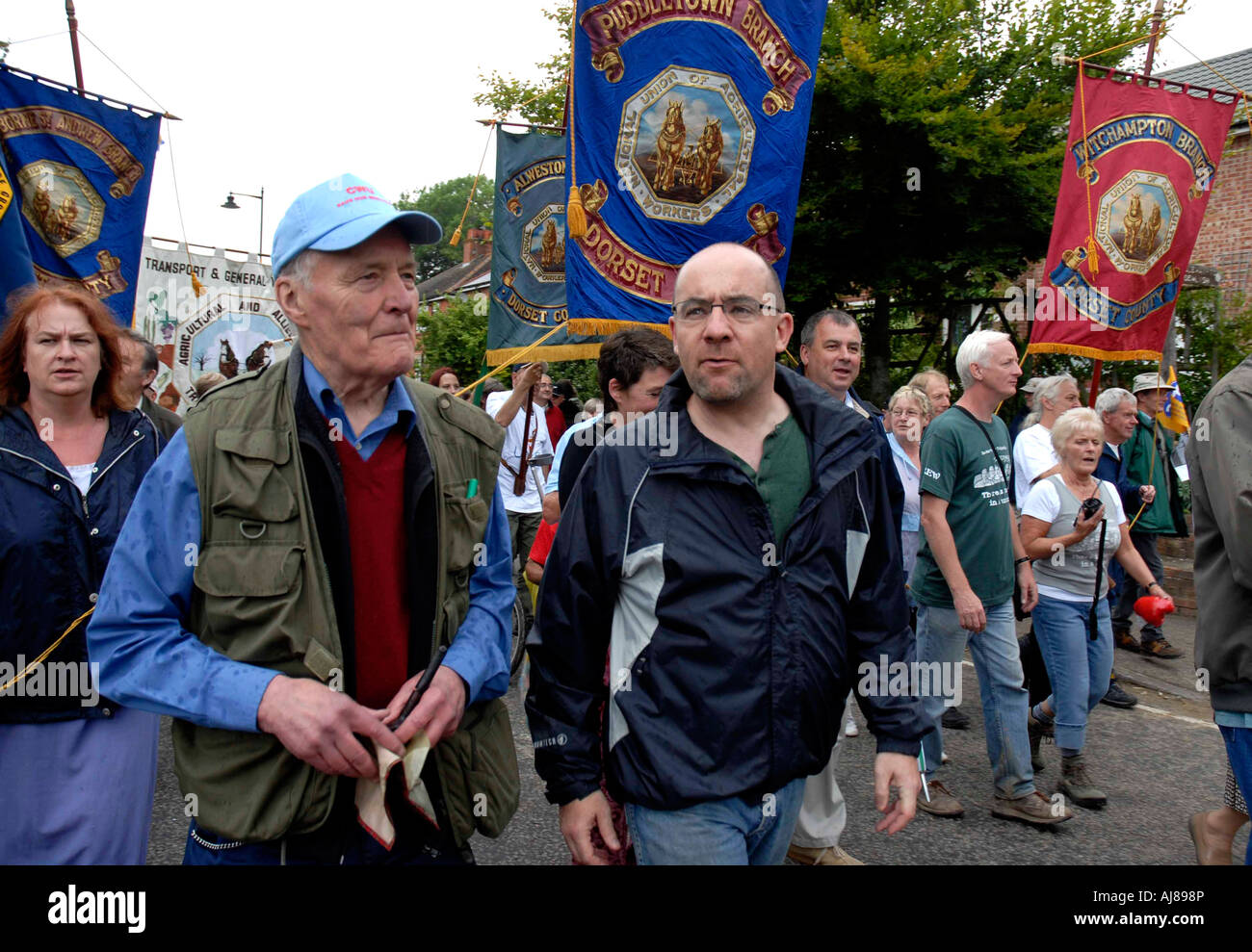Tony Benn con Jim Knight MP al Tolpuddle martiri Sindacato Rally, Dorset, Gran Bretagna, Regno Unito Foto Stock