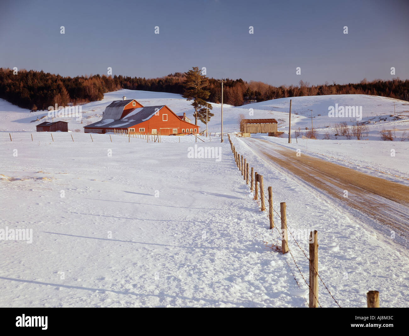 Vermont USA farm in inverno Foto Stock