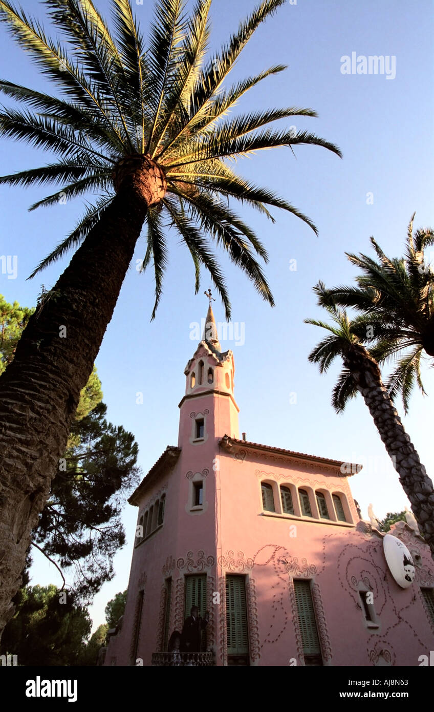 Casa di Gaudi, il Parc Güell a Barcellona, Spagna Foto Stock