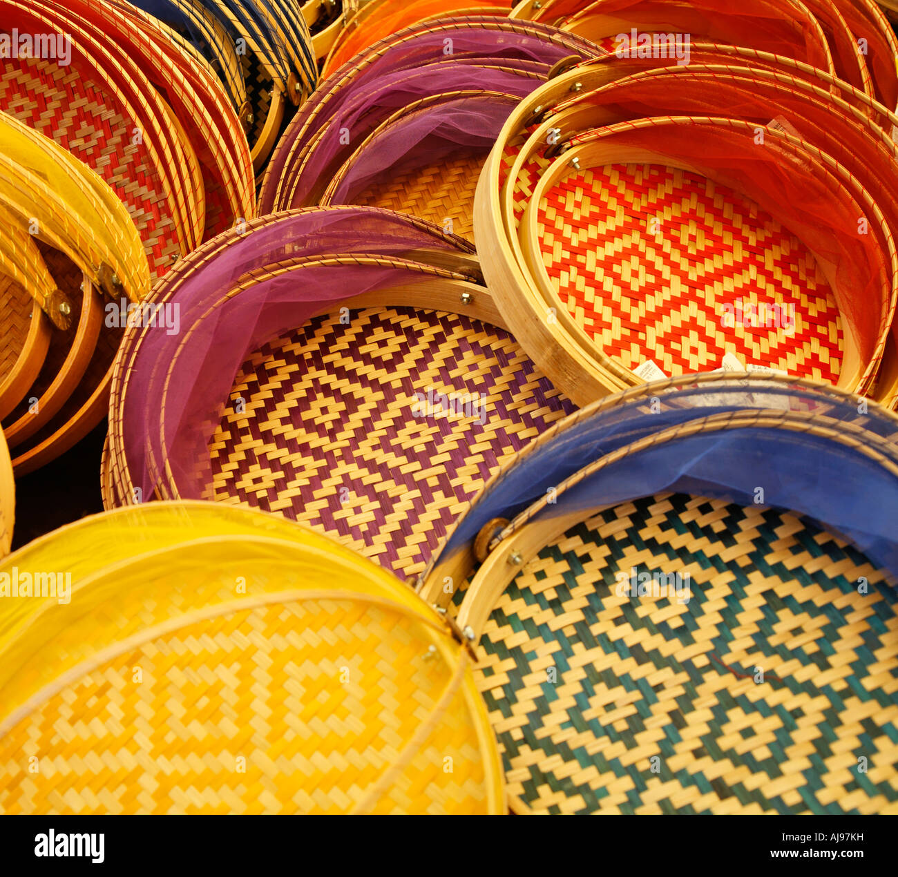Lavori di intreccio, da panieraio Stall Street Market Saint Antonin Toulouse Francia Foto Stock