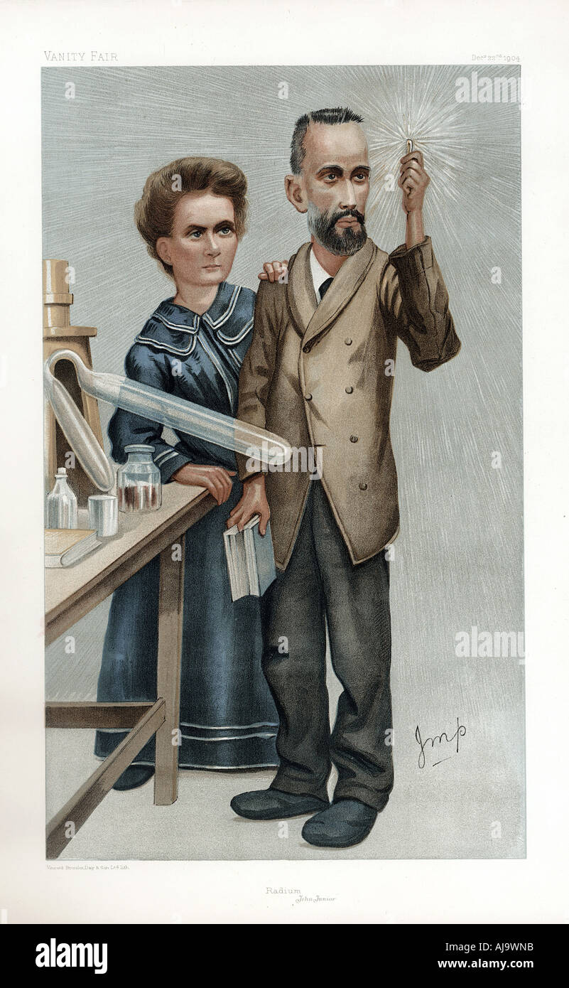 Pierre e Marie Curie, fisici francesi, 1904. Artista: sconosciuto Foto Stock