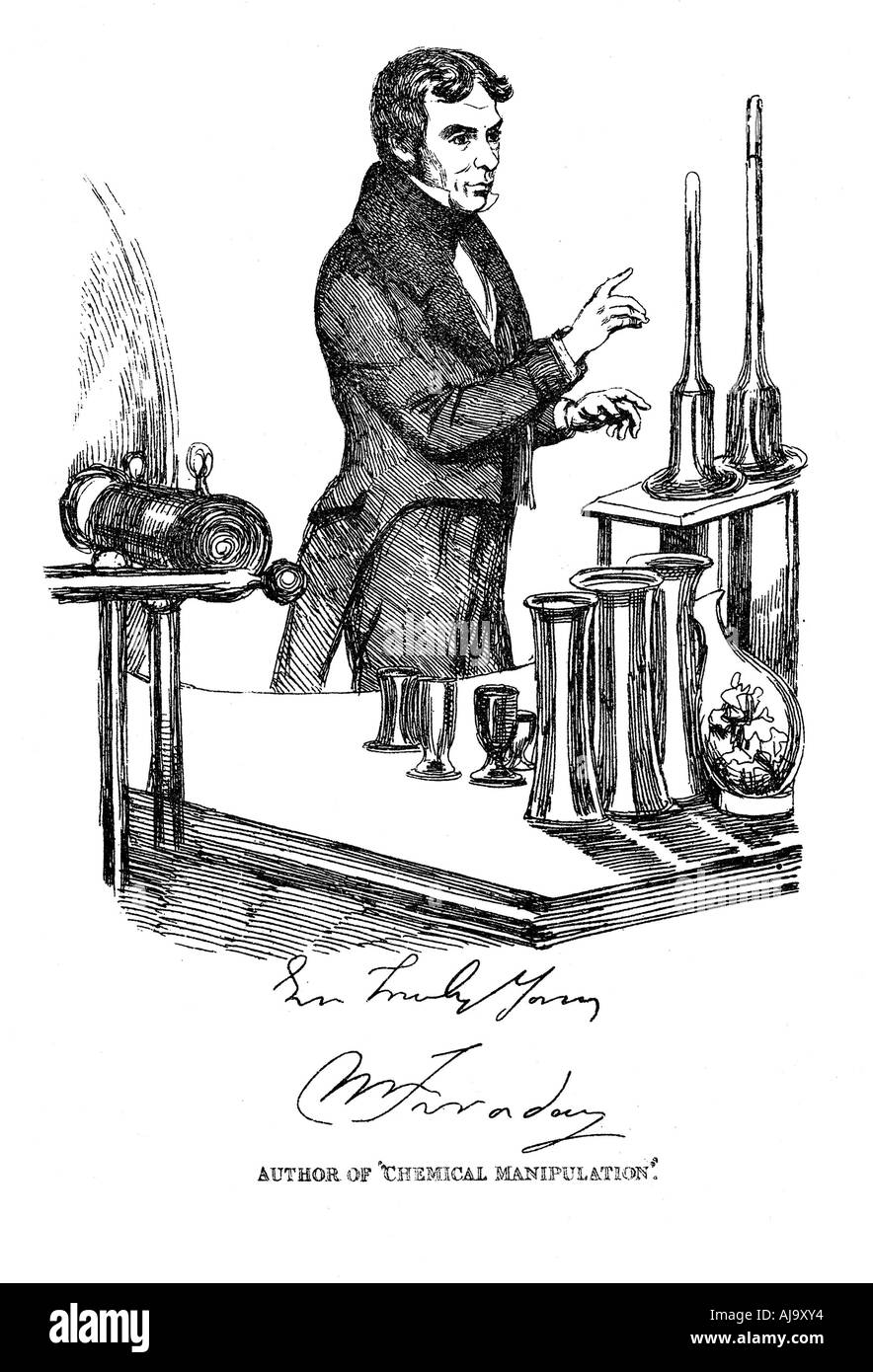 Michael Faraday docente alla Royal Institution di Londra, c1835. Artista: sconosciuto Foto Stock