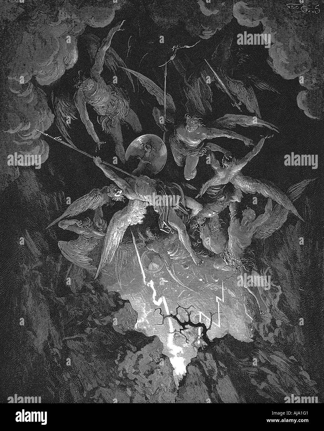 Illustrazione da John Milton il paradiso perduto, 1866. Artista: Gustave Doré Foto Stock