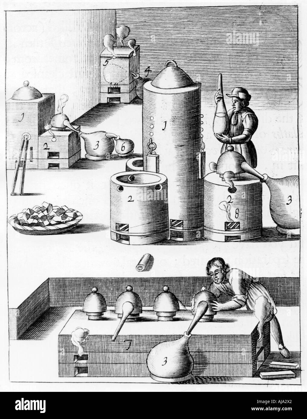 Athanor o 'Slow Harry', un auto-forno di alimentazione mantenendo una temperatura costante, 1683. Artista: sconosciuto Foto Stock