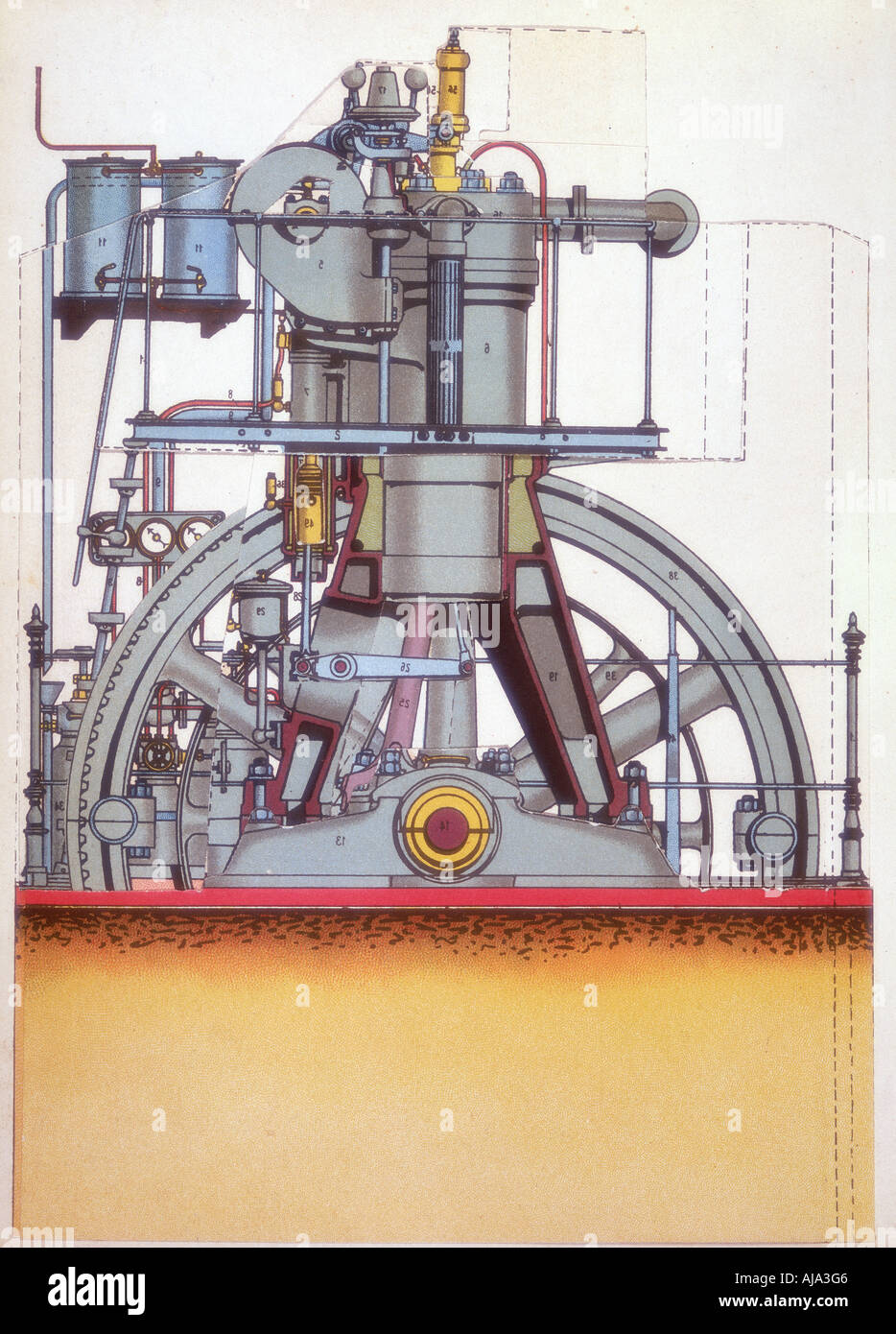 Motore diesel: motore a combustione interna inventato da Rudolph Diesel nel 1897 (c1910). Artista: sconosciuto Foto Stock