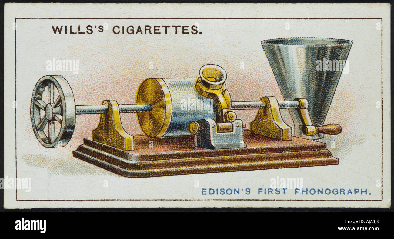 Thomas Alva Edison il primo fonografo, 1878 (1915). Artista: sconosciuto Foto Stock